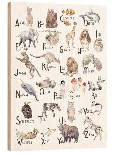 Wood print Animal Alphabet (German)