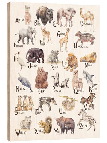 Wood print Animal Alphabet (French)