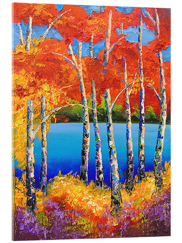 Acrylic print Birches by the river