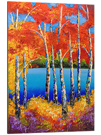 Aluminium print Birches by the river