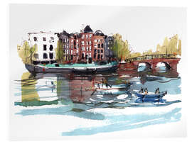 Acrylglasbild  Niederländische Brücke und Kanäle Amsterdams - Anastasia Mamoshina