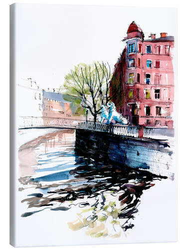 Lerretsbilde Lion Bridge Saint Petersburg Russia