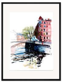 Gerahmter Kunstdruck Löwenbrücke Sankt Petersburg Russland