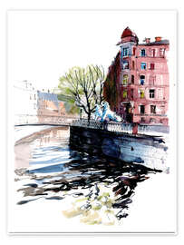 Poster  Löwenbrücke Sankt Petersburg Russland - Anastasia Mamoshina