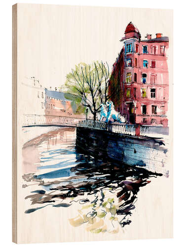 Quadro de madeira Lion Bridge São Petersburgo Rússia