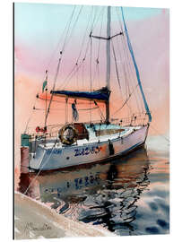 Magnettafel Yacht im Sonnenuntergang