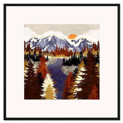Inramat konsttryck Autumn River Landscape