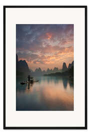 Gerahmter Kunstdruck Li River bei Sonnenaufgang