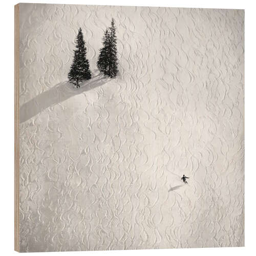 Quadro de madeira Pistas de esqui na neve