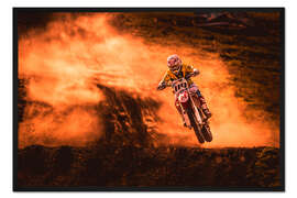 Gerahmter Kunstdruck Motocross im Schlamm