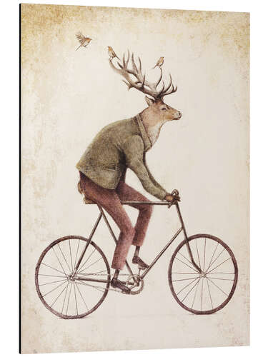 Aluminium print Deer on a Bike