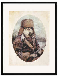 Gerahmter Kunstdruck Wolf - Gejagter Jäger