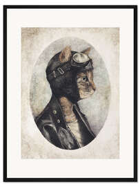 Gerahmter Kunstdruck Pilot Katze