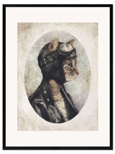 Stampa artistica con cornice Gatto pilota