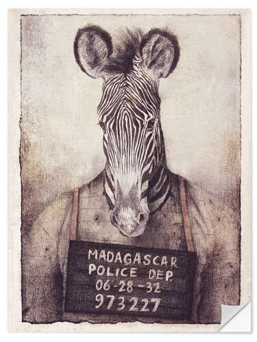 Wandsticker Polizeifoto mit Zebra