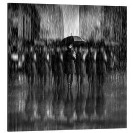 Aluminium print Girl in the rain