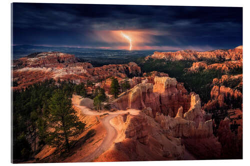 Tableau en verre acrylique Coup de foudre sur le Bryce Canyon