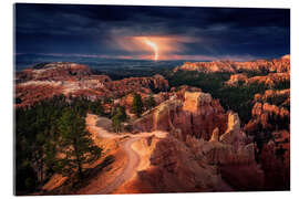 Acrylic print Lightning strike over the Bryce Canyon