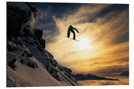 Aluminium print Snowboarding at Dusk