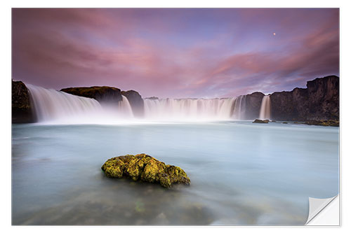 Wandsticker Godafoss und der Mond