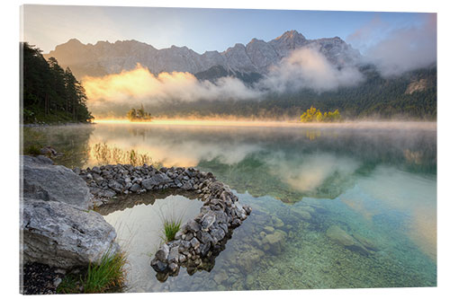 Acrylic print Autumn morning at the Eibsee