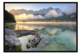 Gerahmter Kunstdruck Herbstmorgen am Eibsee
