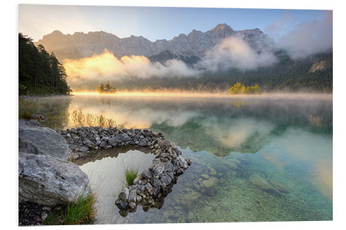 PVC print Autumn morning at the Eibsee