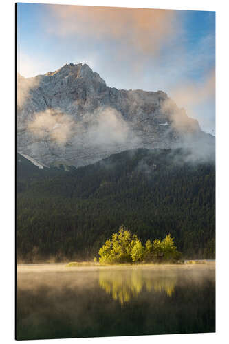 Aluminium print In the morning at the Eibsee