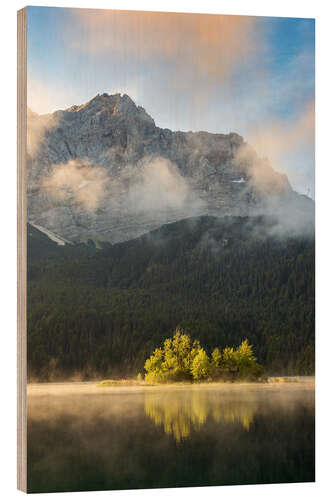 Tableau en bois Le matin au lac d'Eibsee