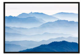 Gerahmter Kunstdruck Berge im Nebel