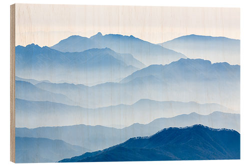 Print på træ Misty mountains
