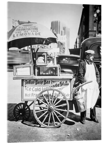 Acrylglasbild Hot Dog und Limonaden Stand in Manhattan