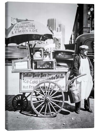 Leinwandbild Hot Dog und Limonaden Stand in Manhattan