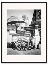 Gerahmter Kunstdruck Hot Dog und Limonaden Stand in Manhattan