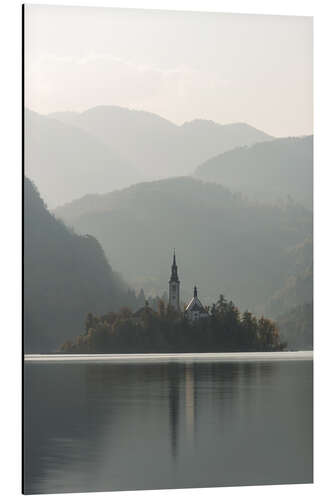 Aluminium print Island in the lake Bled in Slovenia