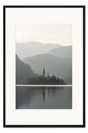 Gerahmter Kunstdruck Insel im Bleder See in Slowenien