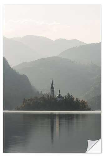 Vinilo para la pared Isla en el lago Bled en Eslovenia