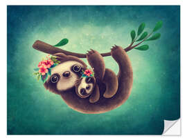 Selvklebende plakat Cute Sloth with Baby