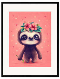 Ingelijste kunstdruk Cute Sloth I