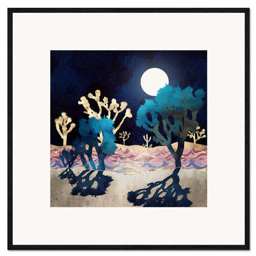 Impresión de arte enmarcada Paisaje con luz de luna