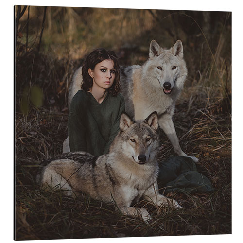 Tableau en aluminium La fille et les loups