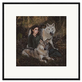 Framed art print The girl and the wolves