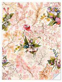 Selvklebende plakat Floral pattern with lichens