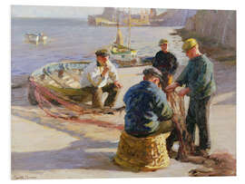 Bilde på skumplate Newlyn Harbor: Mending the nets