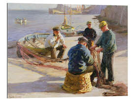 Galleritryk Newlyn Harbor: Mending the nets