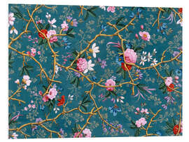 Foam board print Floral pattern in blue