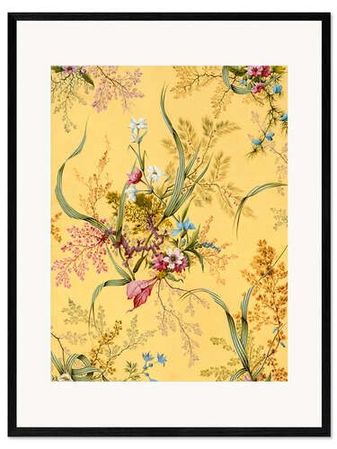 Framed art print Flower pattern in yellow