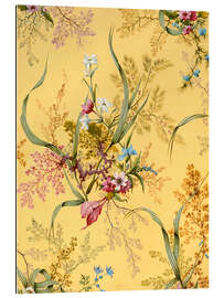 Tableau en plexi-alu Motif floral sur fond jaune