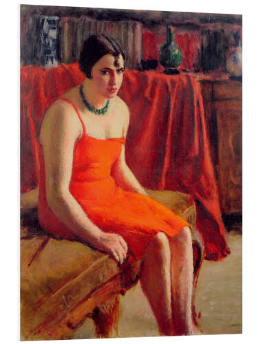 Bilde på skumplate Sitting woman in a red dress