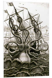 Foam board print Octopus attacks a ship